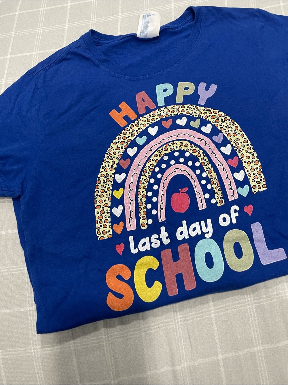Happy Last Day of School Rainbow Graphic Tee - Blue